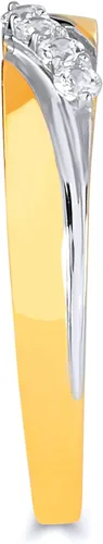 Miniatura 7 de Anillo de compromiso de oro amarillo de 14 quilates y alianza de boda para mujer.