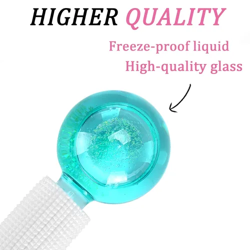 Miniatura 2 de Globos de hielo para tratamientos faciales, rodillos faciales sin congelador con esencia para rutinas de belleza diarias, masajeadores de piel, Verde
