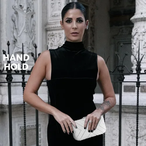Miniatura 7 de UBORSE Bolsos de noche de perlas artificiales para mujer, elegante bolso formal con cadena para fiestas de boda