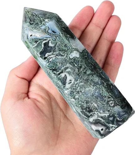 Miniatura 36 de AMOYSTONE Obelisco de Piedra de Sangre Africana Varita de Cristal Curativo Grande Torre Columna Facetada de 6 Lados Reiki Chakra Meditación Terapia
