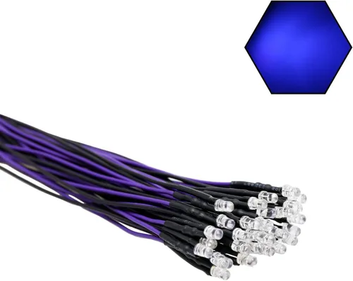 Miniatura 2 de 30 piezas de luces LED UV de 12 voltios, 3 mm, diodo emisor precableado, 20 cm, DC 12 V, lente transparente, luz LED ultravioleta, pequeñas lámparas