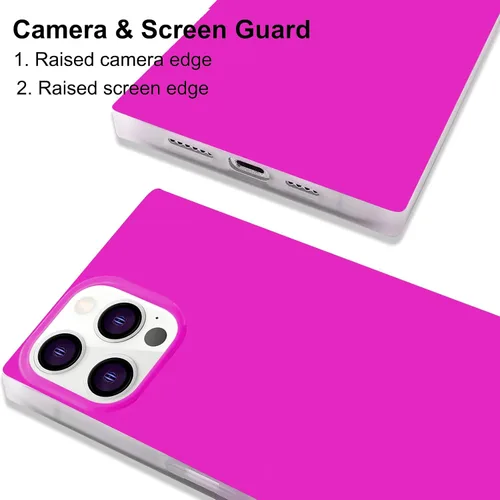 Miniatura 4 de Funda rectangular compatible con iPhone 15 Neon para mujer, diseño de lujo de fluorescencia brillante, flexible, suave, delgada, de gel de goma TPU