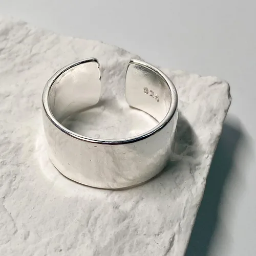 Miniatura 12 de Anillos de banda ancha de plata de ley 925 vintage hechos a mano para mujeres/hombres, anillo ajustable para el pulgar