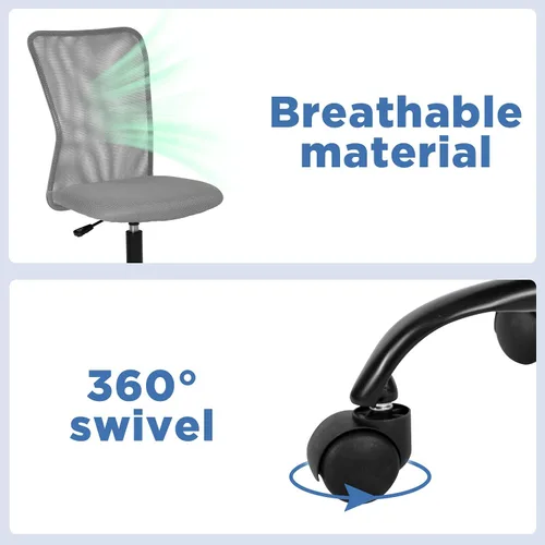 Miniatura 7 de FDW Silla para oficina en casa, de malla, con respaldo medio, silla sin brazos para computadora, ergonómica, giratoria, ajustable, moderna, con Gris