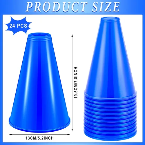 Miniatura 2 de Woanger 24 piezas de megáfono de animación para fiestas de animaciones deportivas, megáfono de plástico para actividades de partidos deportivos Azul