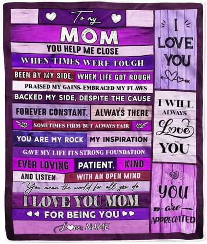 Miniatura 19 de Manta de vellón personalizada con texto en inglés «To My Mom», diseño de girasol de hija e hijo, carta de amor con texto en inglés «You are the