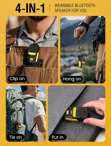 Miniatura 5 de GBEAST Altavoz Bluetooth Portátil, Mini Altavoces Portátiles con Clip para Llevar Puestos, Tiempo de Reproducción Todo el Día, Resistente al Agua