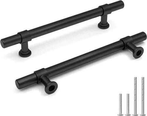 Miniatura 9 de Goldenwarm Paquete de 5 Tiradores Negros para Gabinetes de 3-1/2 Pulgadas Tiradores Negros Mate para Gabinetes - LST18BK90 Tiradores de Cajones