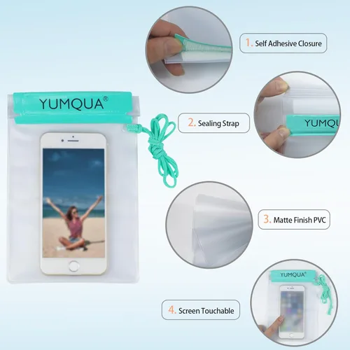Miniatura 4 de YUMQUA Bolsa impermeable transparente, bolsa impermeable para documentos, soporte para pasaporte, funda hermética para mapas, bolsa impermeable a