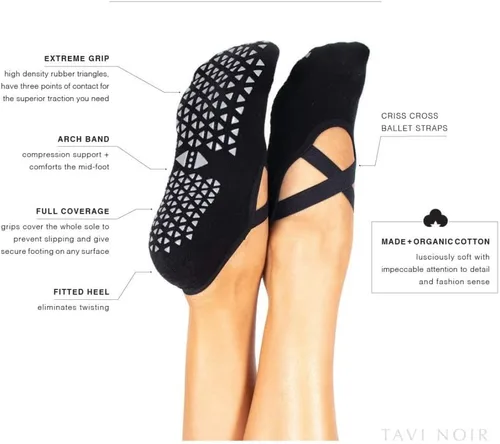 Miniatura 4 de TAVI NOIR Chloe Fashion - Calcetines de agarre antideslizantes para mujer, para yoga, pilates y barra con soporte antideslizante
