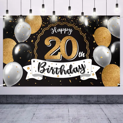 Miniatura 40 de Decoración de feliz cumpleaños número 100, globo negro y dorado número 100, cartel de fondo grande de cumpleaños – Decoración de fiesta