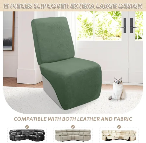 Miniatura 363 de Arfntevss Fundas de sofá seccional reclinable de terciopelo, Funda de sofá seccional de esquina para sofá reclinable, Funda elástica suave