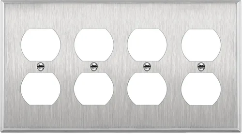 Miniatura 16 de ENERLITES Placa de pared de metal dúplex para receptáculos, cubierta de salida de acero inoxidable, resistente a la corrosión, tamaño de 1 banda