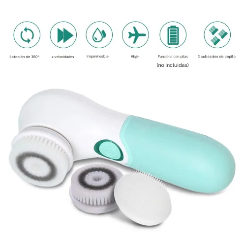 Miniatura 4 de Cepillo de limpieza facial eléctrico exfoliante facial con 3 cabezales limpiadores y 2 velocidades ajustables para limpieza profunda, eliminación