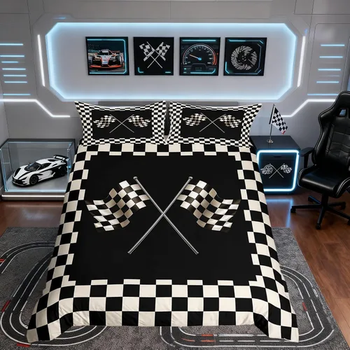 Miniatura 13 de Funda de edredón Happy Camping, juego de ropa de cama con temática de cámper para niños, funda de edredón de estilo rústico para decoración