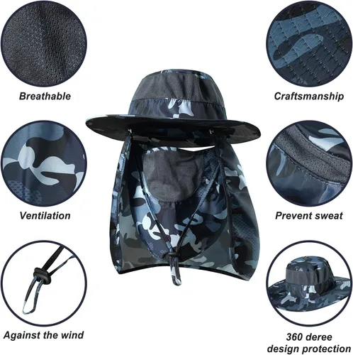 Miniatura 3 de Fishing Hat,Sun Cap with UPF 50+ Sun Protection and Neck Flap,for Man and Women