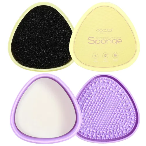 Docolor Juego de limpiador de brochas de maquillaje, limpiador de jabón sólido con esponja de eliminación de color, brochas limpiadoras de brochas