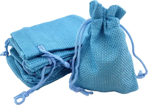 Miniatura 46 de Palmhomee Paquete de 20 bolsas de regalo de arpillera con cordón, bolsas de joyería de lino, bolsas de yute de boda para joyas y bolsas