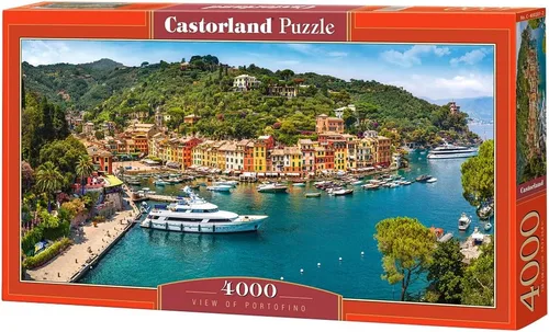 CASTORLAND Rompecabezas de 4000 piezas, vista de Portofino, Italia, paisaje romántico, rompecabezas turístico, vacaciones italianas, paisaje,