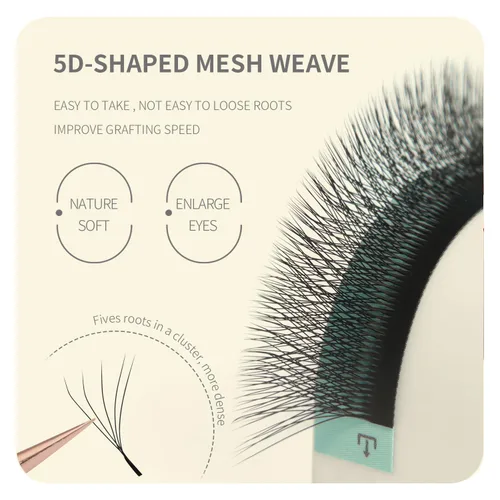 Miniatura 2 de Extensiones de pestañas postizas en forma de W 5D, rizo C, volumen de 0.43 pulgadas, suministros de maquillaje, extensiones de pestañas de uso 0.07