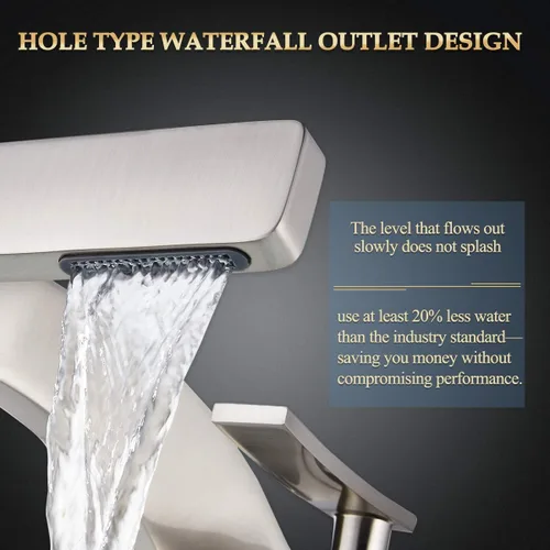 Miniatura 3 de becola Grifo de Cascada para Lavabo de Baño, Grifo Mezclador de Agua Caliente y Fría de Latón Macizo con Mango Individual, Grifo para Lavabo