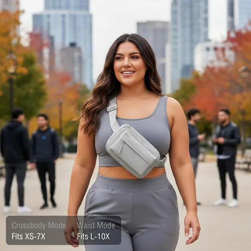 Miniatura 2 de Talla grande - Mini bolso para cinturón - Correa extra larga de 70 pulgadas - Doble compartimento - Correa extendida - Riñonera para mujer