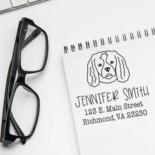 Miniatura 30 de Sello de dirección personalizado Basset Hound – Sello personalizable con nombre y dirección para sobres, ideal para amantes de los perros