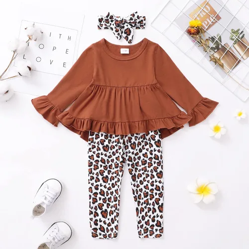 Miniatura 205 de Kucnuzki Conjunto de ropa para bebé niña pequeña, camisa de manga con volantes, pantalón floral, ropa de otoño e invierno para niña