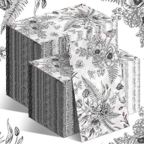 Miniatura 10 de Fuutreo 200 servilletas florales azules para invitados, regalos de despedida de soltera, toallas de mano desechables para baño, servilletas Rústico