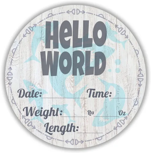 Cartel de anuncio de Hello World para recién nacido, regalo de ducha, estadísticas de nacimiento, accesorios para fotos de hospital, revelación de
