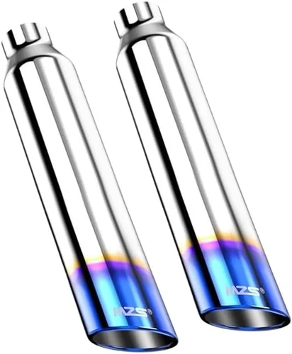 Miniatura 10 de MZS Punta de escape, tubo de escape universal de acero inoxidable de 2.5" de entrada, 4" de salida, 9" de longitud, borde tangente - Titanio quemado