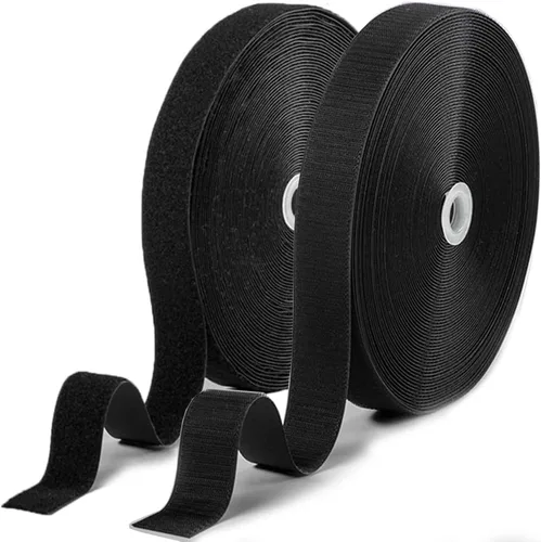 Miniatura 10 de Rollo de cinta adhesiva de gancho y bucle de 1 pulgada x 26 pies, cierre adhesivo de respaldo, tiras adhesivas de nylon resistentes para Negro