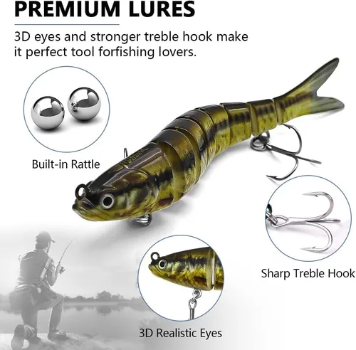 Miniatura 3 de Señuelos de pesca para agua dulce y salada, señuelos de natación realistas para lubina, trucha y lucio, increíbles regalos de pesca para pescadores