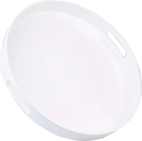 Miniatura 14 de Bandeja azul para mesa de café, bandeja decorativa rectangular de plástico con asas para entretenimiento, patio al aire libre, sala de estar