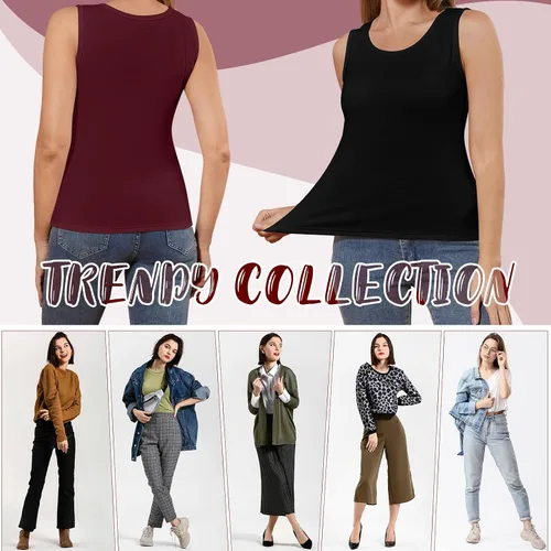 Miniatura 7 de 3 piezas de camisetas térmicas sin mangas para mujer, ropa interior de forro polar, suave, sin mangas, chaleco de capa base cálida