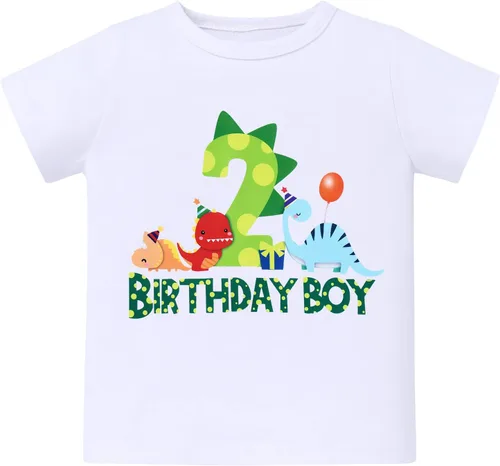 Miniatura 19 de ODASDO Conjunto de camiseta de manga corta para bebé, diseño de dinosaurio, 1º, 2º y 3º cumpleaños
