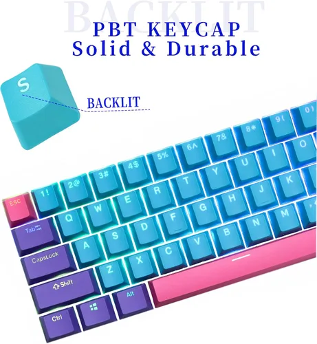 Miniatura 3 de GTSP 61 Teclas 60 Por Ciento, Teclas Ducky One 2 Mini para Teclado Mecánico Perfil OEM RGB PBT Set de Teclas con Extractor de Teclas para Cherry MX