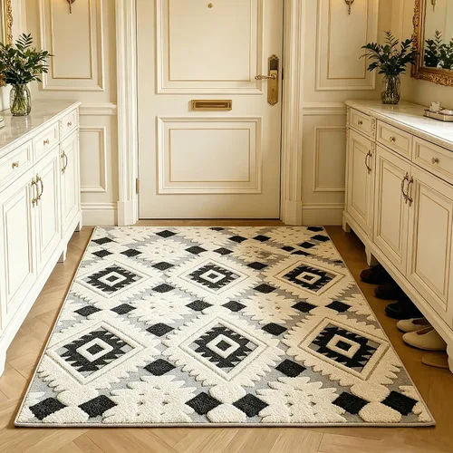 Miniatura 57 de UKELER Tapete antideslizante para puerta, alfombras de acento modernas para entrada, estilo romántico campestre americano, alfombras de algodón