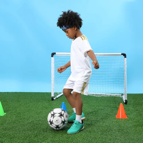 Miniatura 3 de Hawkwell Tacos deportivos unisex con cordones para niños y niñas zapatos de fútbol para entrenamiento de interiores niñoniño pequeñoniño grande
