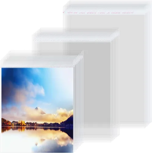 Zonon 240 piezas de bolsas de celofán transparentes autoselladas, fundas transparentes para enmarcado de arte, impresión de fotos y envoltorios de