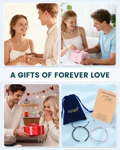Miniatura 5 de VU100 Pulseras a juego para parejas Pulseras Regalos para novia novio Regalos de relación a larga distancia Pulseras a juego Regalo para aniversario