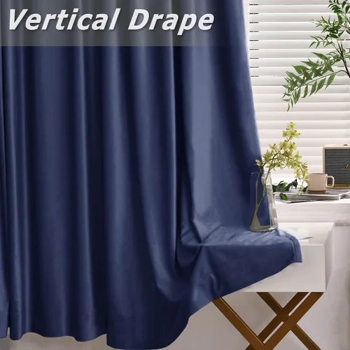Miniatura 3 de Frelement Cortinas de cine – Cortinas de terciopelo para privacidad con forro opaco, ganchos planos, aislamiento térmico, 100 pulgadas de ancho x 96