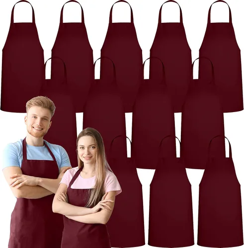 Miniatura 19 de GREEN LIFESTYLE Paquete de 2 delantales de chef con bolsillos, delantales de parrilla para hombres, delantal de cocina impermeable para barbacoa