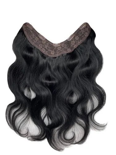 Miniatura 8 de Extensiones de cabello negro azabache, cabello humano con clip en forma de V, 14 pulgadas, añadiendo volumen y extensiones de cabello real liso