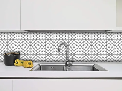 Miniatura 8 de Mi Alma calcomanías para azulejos en blanco y negro para despegar y pegar calcomanías de azulejos, 24 unidades, para azulejos de baño y cocina