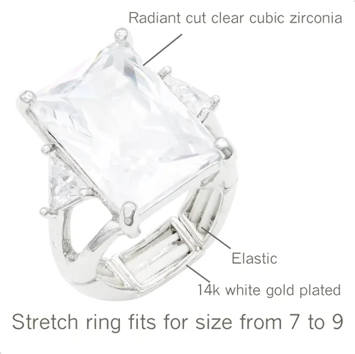 Miniatura 2 de Lavencious Anillos grandes y radiantes con piedras CZ elásticas para mujer, talla 7-9