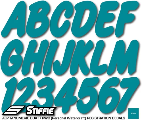 Miniatura 2 de STIFFIE Whip-One Aqua - Calcomanías de identificación alfanuméricas, adhesivos de números de registro para barcos y embarcaciones personales, 3
