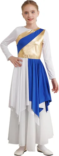 Miniatura 25 de CHICTRY Vestido de baile lírico sin mangas asimétrico para niñas, disfraz de adoración litúrgica contemporánea