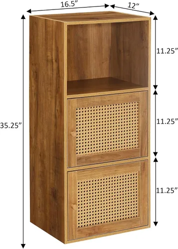 Miniatura 10 de Convenience Concepts Xtra Storage - Armario de 2 puertas de tejido bohemio de 16.5 pulgadas, organizador de almacenamiento moderno con estante, 2