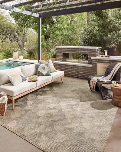 Loloi Dawn Collection DAW-08 - Alfombra decorativa para interiores y exteriores, color beige de 2 pies 3 pulgadas x 3 pies 9 pulgadas